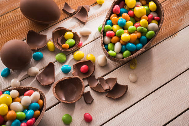 istock easter dessert tasty chocolate egg with color candy 896764388