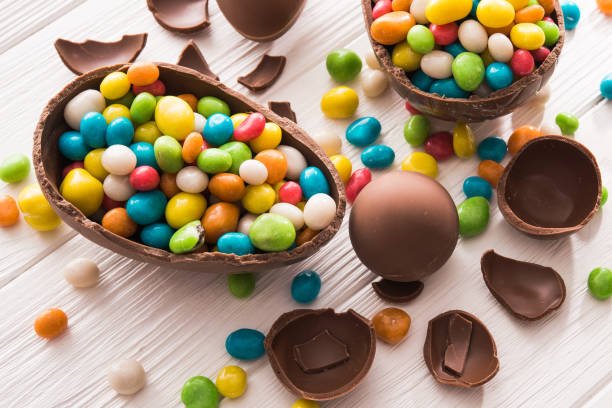 istock easter dessert tasty chocolate egg with color candy 896769604