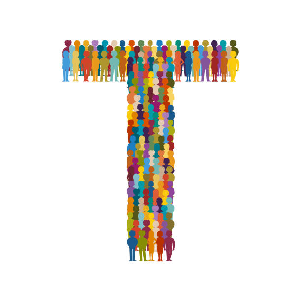 istock Vector crowd of people in form of capital letter T flat style 896772652