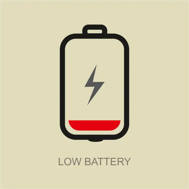 Vector illustration of Low battery vector icon
