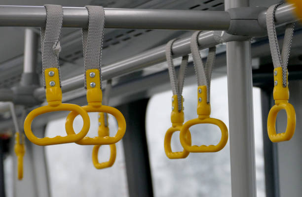 istock Hand holders in bus without people in it 896788460