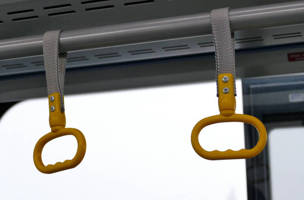Hand holders in bus without people in it