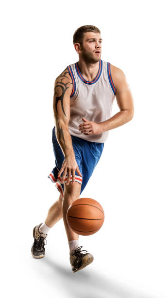 one basketball player jump isolation
