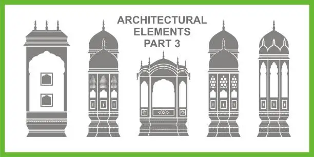 Vector illustration of Traditional Indian Architectural Elements