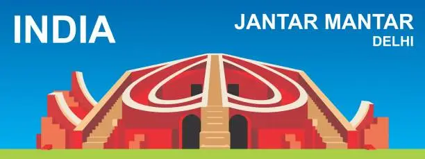 Vector illustration of Jantar Mantar, Delhi, India