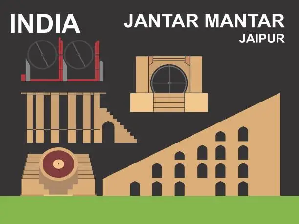 Vector illustration of Jantar Mantar, Jaipur, India