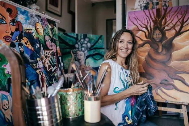 Photo of Artist in her studio