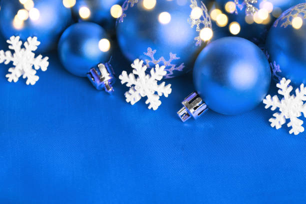 istock Blue Christmas balls, wrapped in cloth 896842628