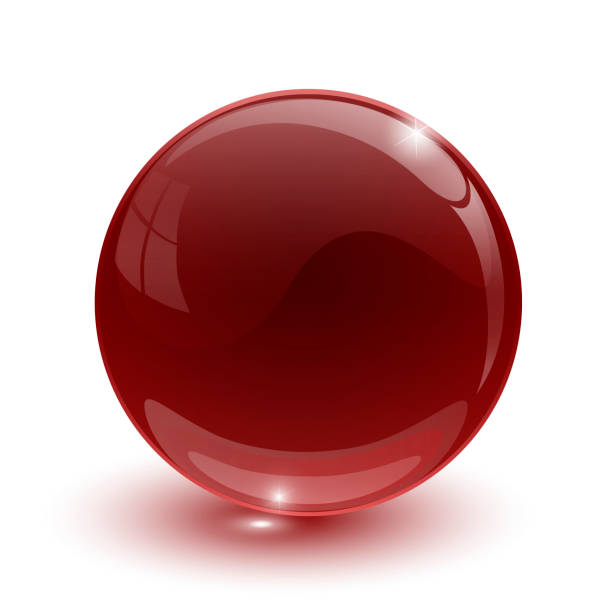 Red glassy ball on white background isolated