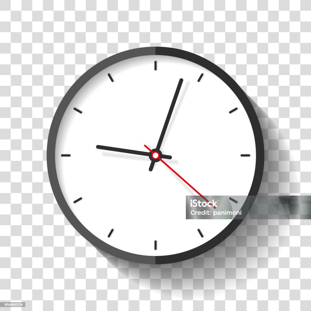 Icône de l’horloge dans le style plat, minuterie sur fond transparent. Montre de l’entreprise. Élément de design vectoriel pour vous le projet - clipart vectoriel de Horloge libre de droits