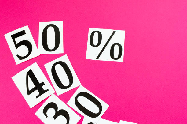 istock 50% sale. numbers on pink background 896881144