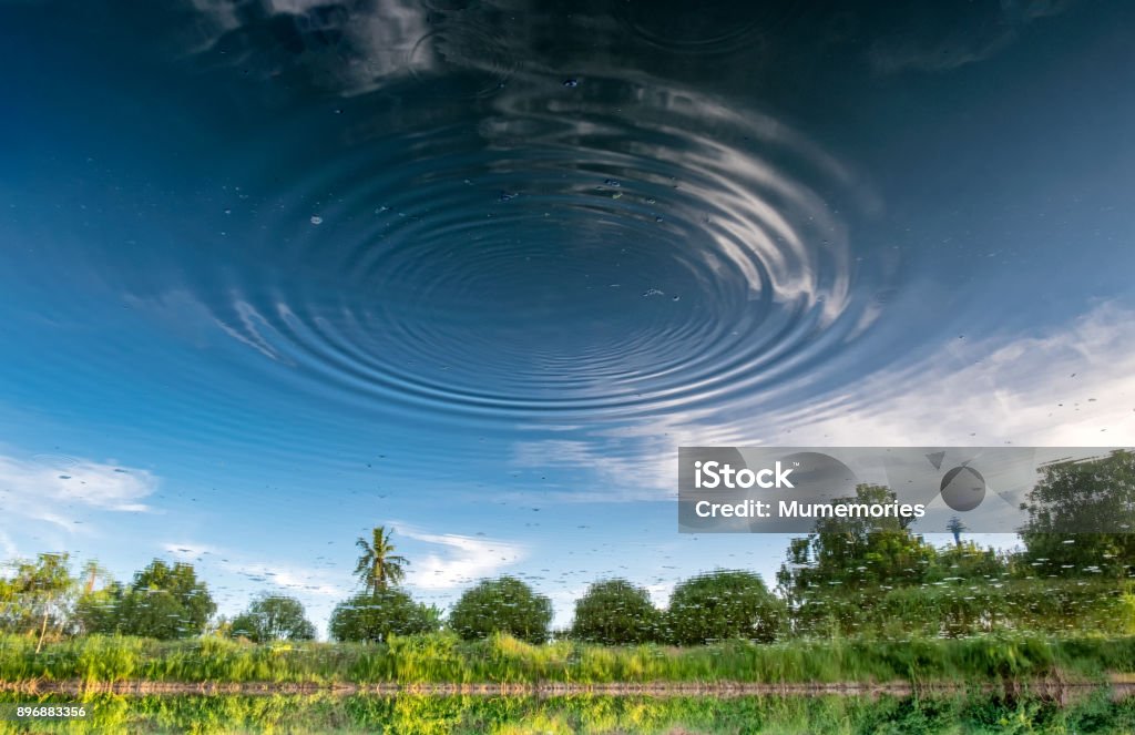 Reflection surface blue water clear and river bank Reflection blue water clear and river bank Abstract Stock Photo