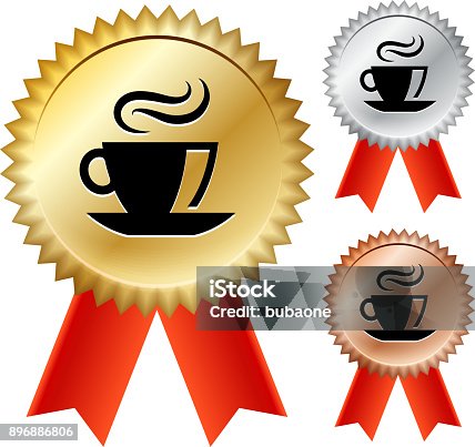 istock Coffee  Gold Medal Prize Ribbons 896886806