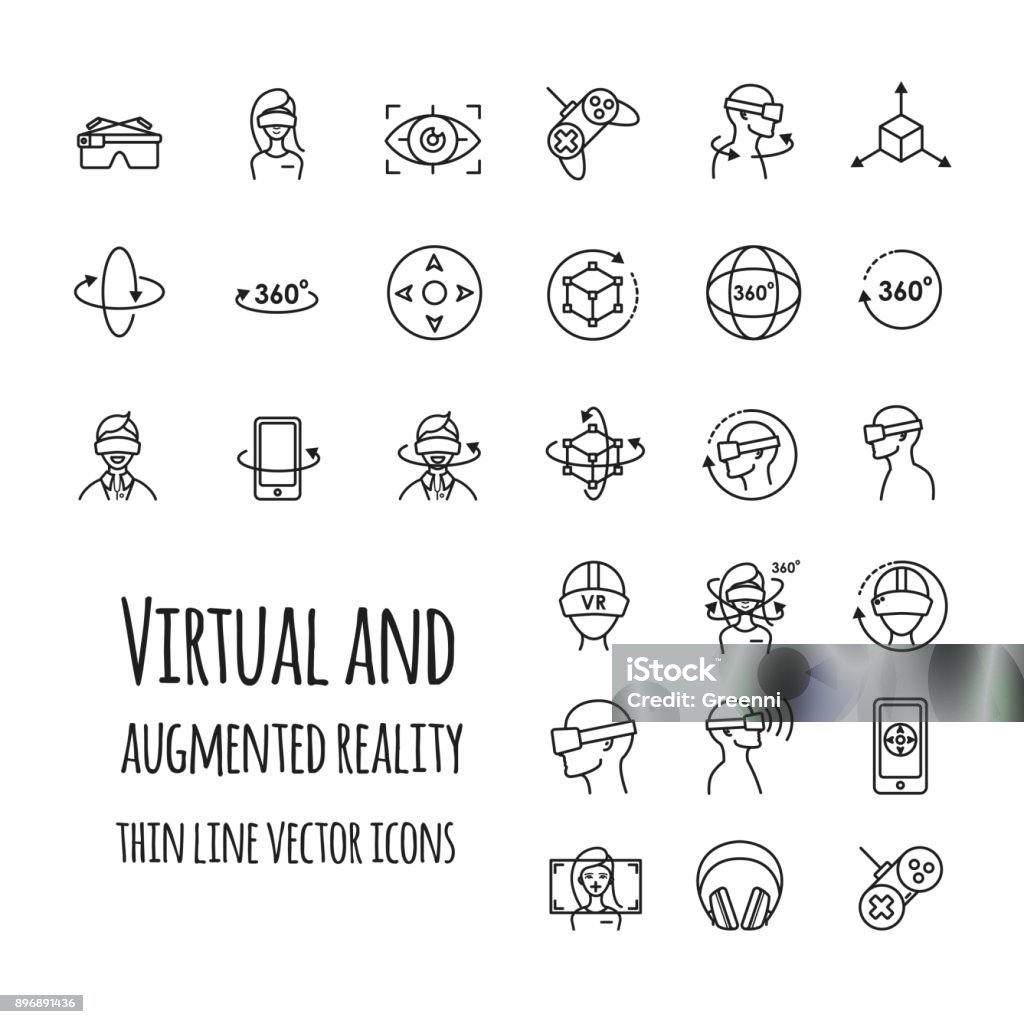 Virtuelle und erweiterte Realität Vektor-Icons set - Lizenzfrei Icon Vektorgrafik