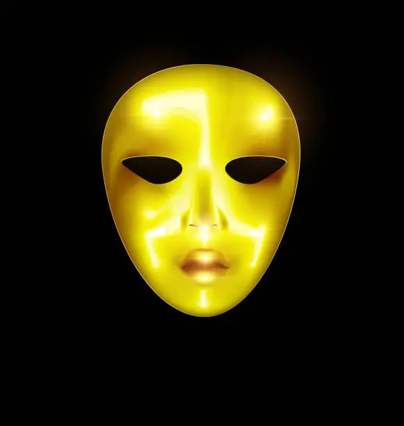Vector illustration of mask golden face