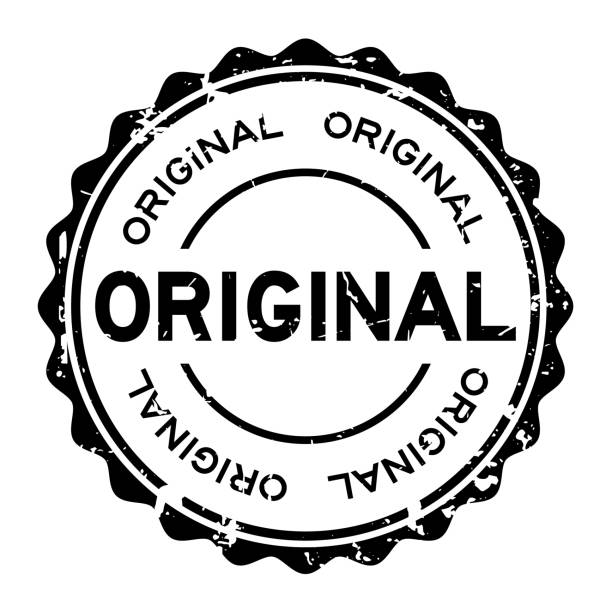 illustrazioni stock, clip art, cartoni animati e icone di tendenza di grunge nero originale parola rotonda sigillo di gomma timbro commerciale su sfondo bianco - branding design marketing rubber stamp