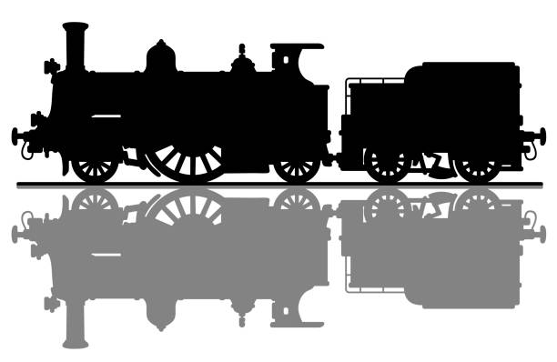 istock The silhouette of a vintage steam locomotive 896896734