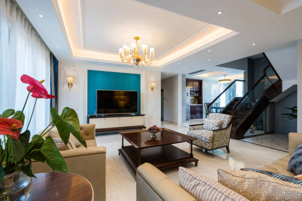 luxury house interior stock photo