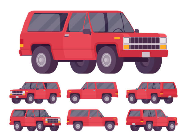 illustrazioni stock, clip art, cartoni animati e icone di tendenza di set fuoristrada rosso - mud tire road sign