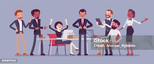 Successful Team Gathering Stock Illustration - Download Image Now - Manager, Happiness, Office