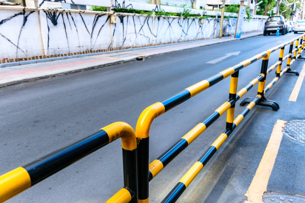 istock Road with steel barrier 896897954