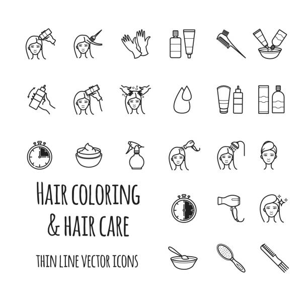 Hair coloring vector icons set Hair coloring vector icons set for your design hair grey stock illustrations