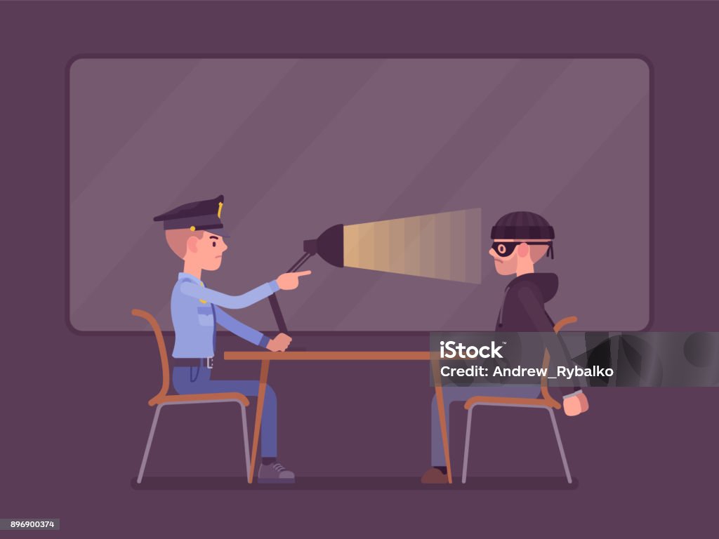 Interrogation Drawining Interrogation With Lamp Stock Illustration - Download Image Now ...