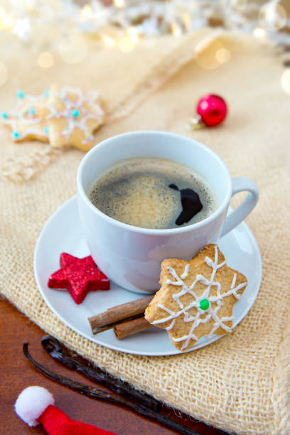 istock Christmas Cookie and coffee cup with decoration 896909806