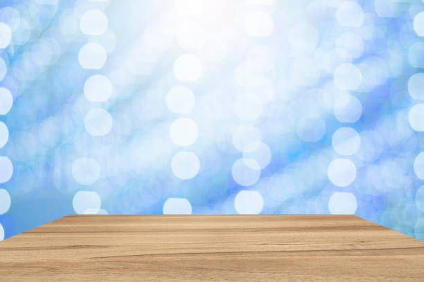 istock Empty perspective room with sparkling bokeh. Template mock up for display of your product. 896912242