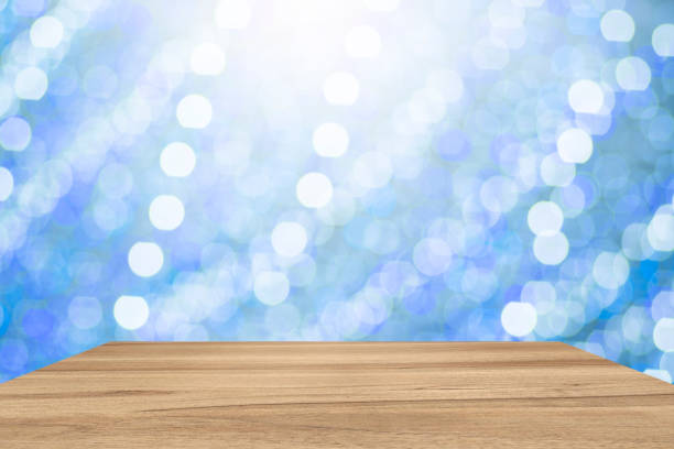 istock Empty perspective room with sparkling bokeh. Template mock up for display of your product. 896912394