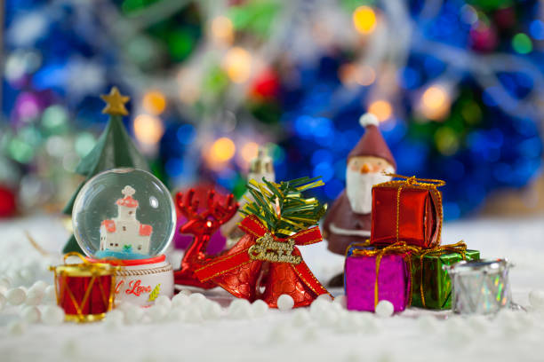 istock Christmas props decorations on christmas snow field background with copy space.Merry Christmas and happy new year concept. 896913546