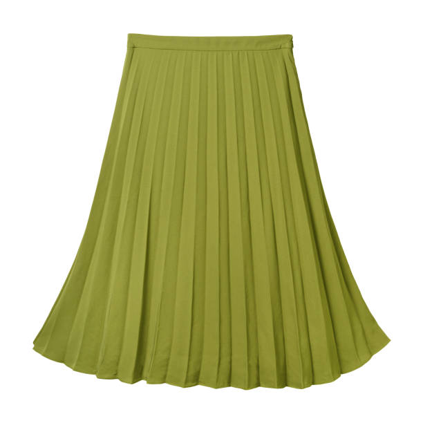istock Chartreuse green pleated midi skirt isolated on white 896916092