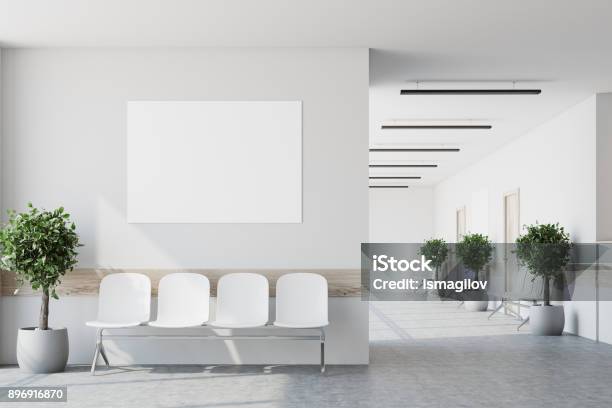 White Hospital Lobby Poster Stock Photo - Download Image Now - Hospital, Lobby, Office