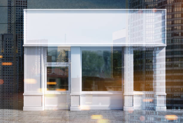 istock White and black cafe facade with a poster toned 896923500