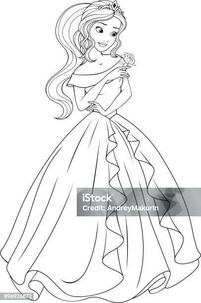 Coloring The Beautiful Princess Stock Illustration - Download Image Now - Cinderella, Coloring, Fairy