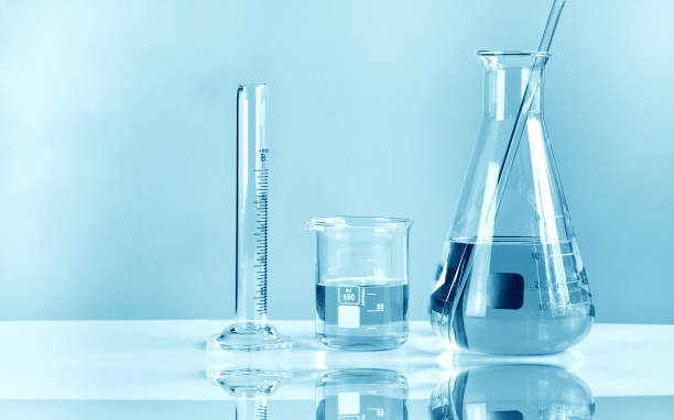 istock Scientific laboratory experimental glassware, Symbolic of science research and development. 896934370