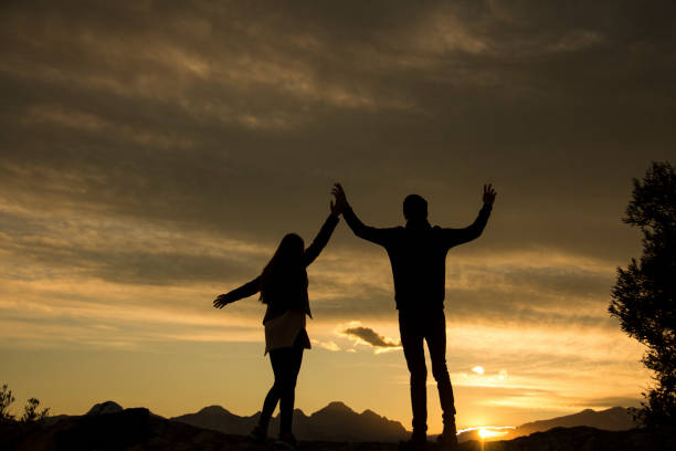 istock Romantic couple in the autumn Park 896943870