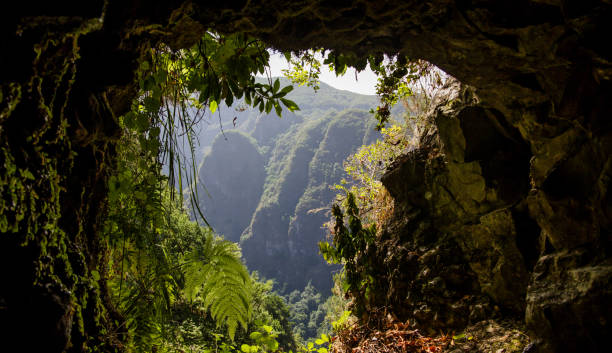 istock Beautiful view from rock balcony on mountains in full sunlight 896963308