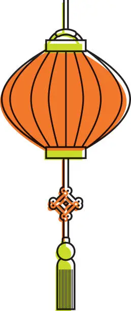 Vector illustration of traditional chinese lantern in a flat style