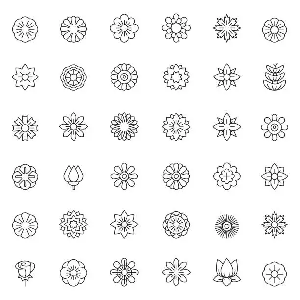 Vector illustration of Flower icon set