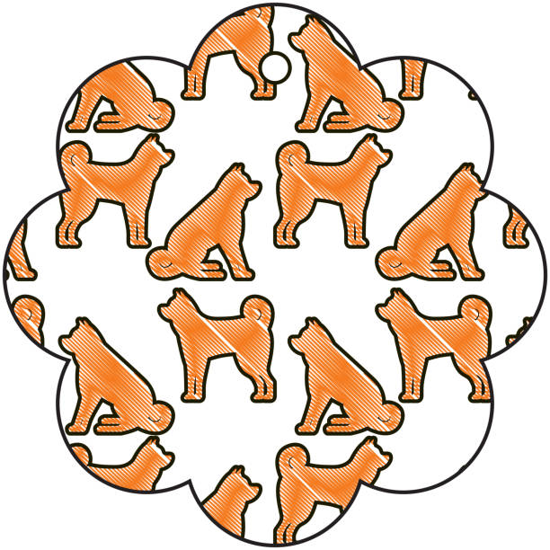 Label Flower Chinese Pattern Dog Zodiac Calendar Stock