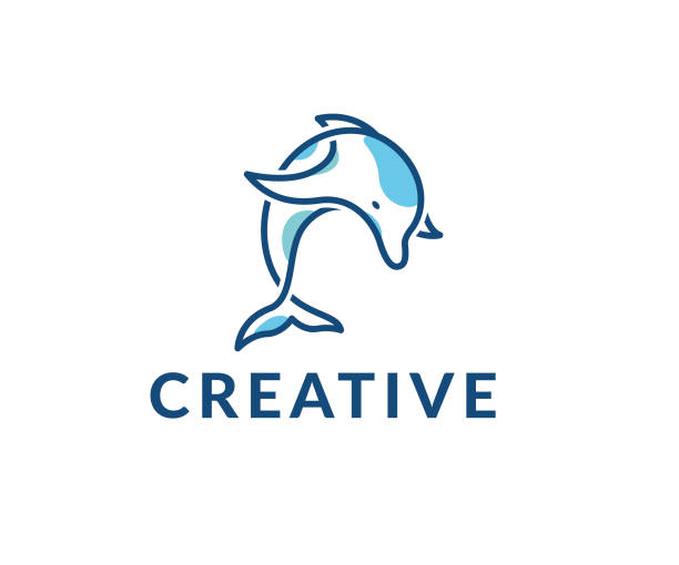 ilustraciones, imágenes clip art, dibujos animados e iconos de stock de icono de vector de delfín - miami basketball