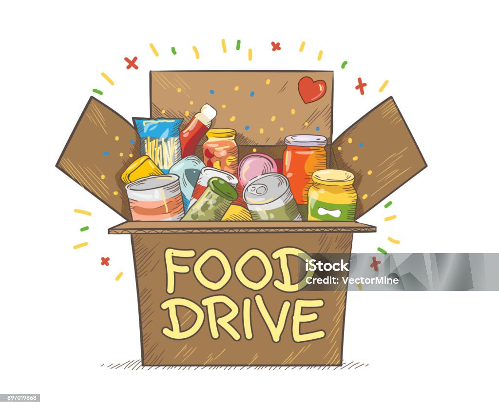 Food Drive charity movement Food Drive charity movement symbol vector illustration Food Drive stock vector