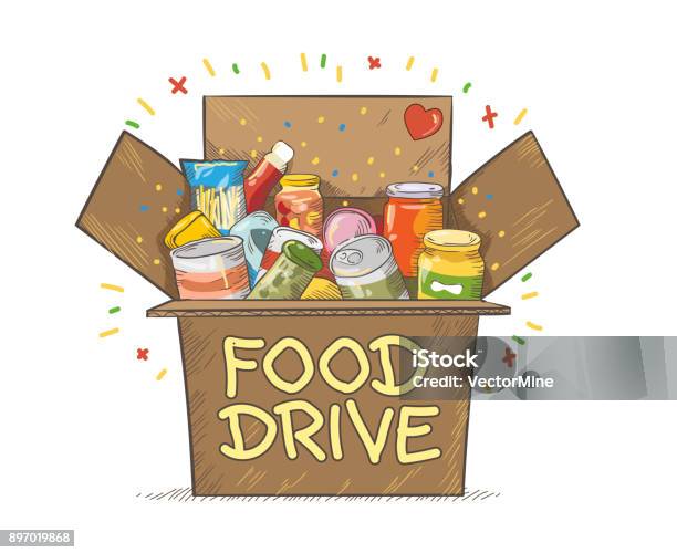 Food Drive Charity Movement Stock Illustration - Download Image Now - Food Drive, Food, Charitable Donation