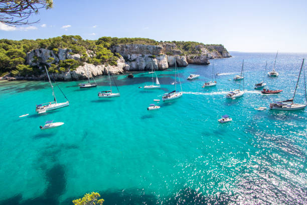 istock Boats and yachts on Macarella beach, Menorca, Spain 897022998