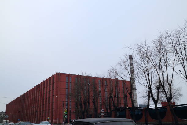 buildings at an acute angle on a winter day