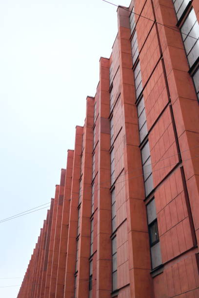 buildings at an acute angle on a winter day
