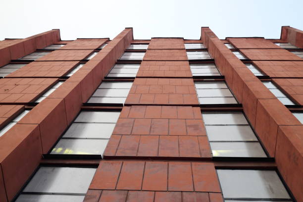buildings at an acute angle on a winter day