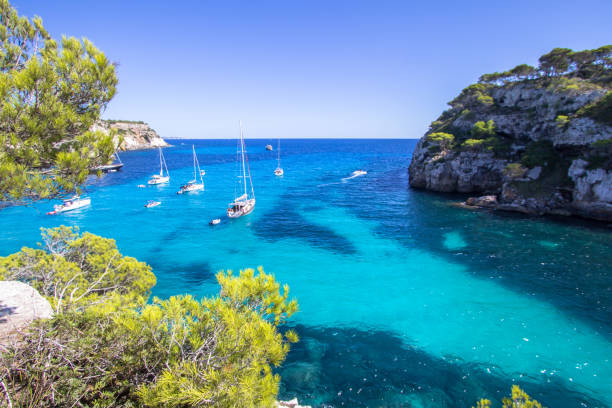 istock Boats and yachts on Macarella beach, Menorca, Spain 897030206