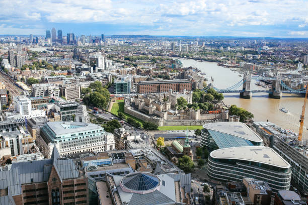 istock Panoramic image of London under the cloudy sky 897047536
